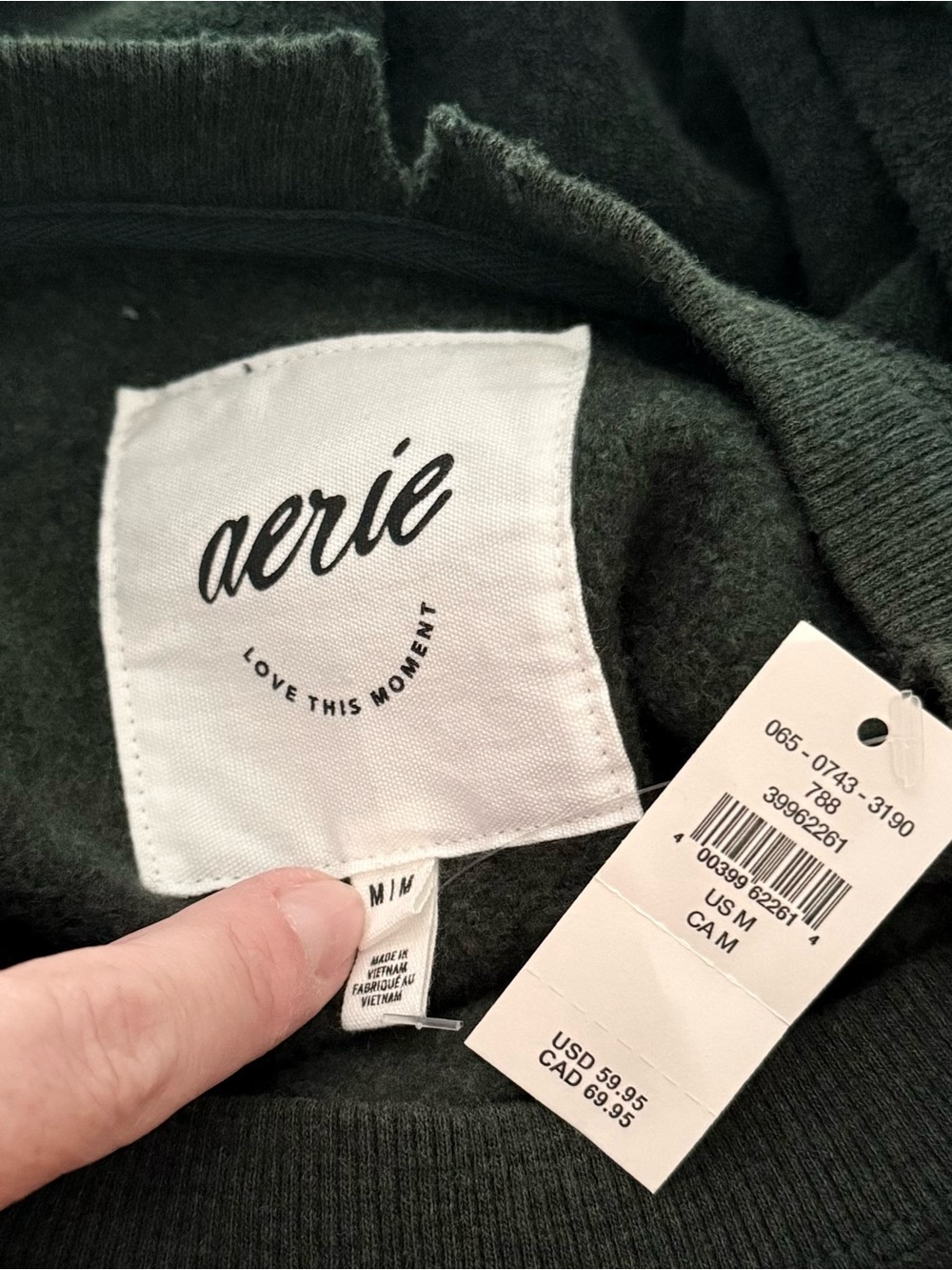Aerie Chill Cozy Terry Cloth NIIIICE Pullover Sweatshirt Forest Green Medium NWT - Picture 8 of 10